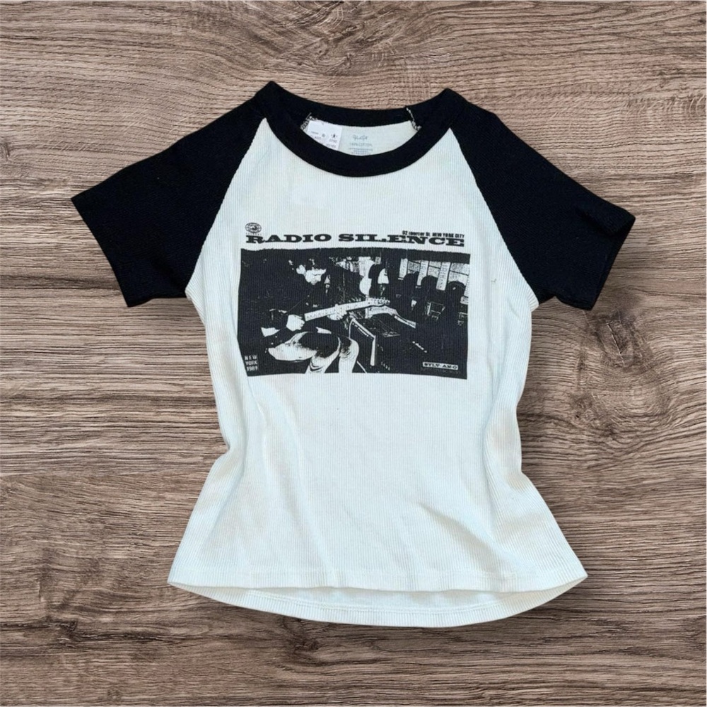 Hanes Kids Raglan Tee - Black and White